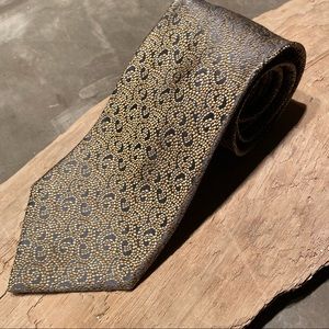 3/$19! MICHAEL NEWELL Men's Silk Designer Tie~ Gold/Silver/Pewter~ Neutral ~EUC!